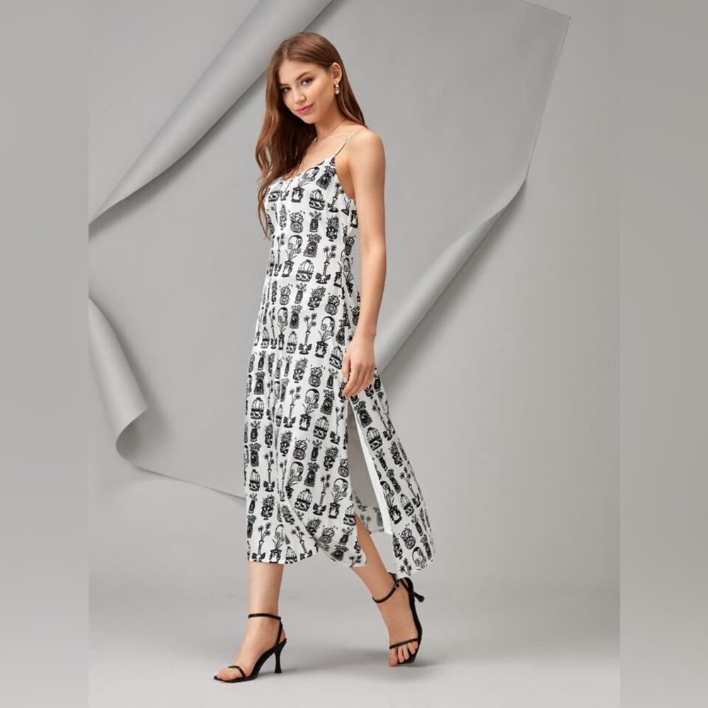 Millennial Tattoo Split Thigh Cami Dress